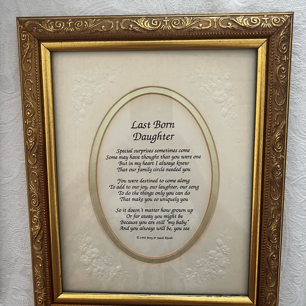 Last Born Daughter Poem w/ Gold Frame